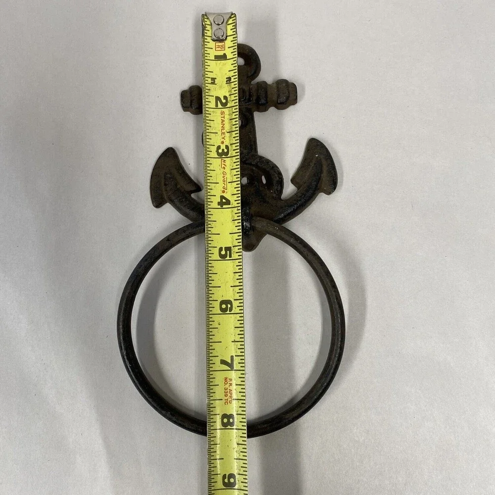 Nautical Cast Iron Anchor Towel Ring Holder Wall Decor